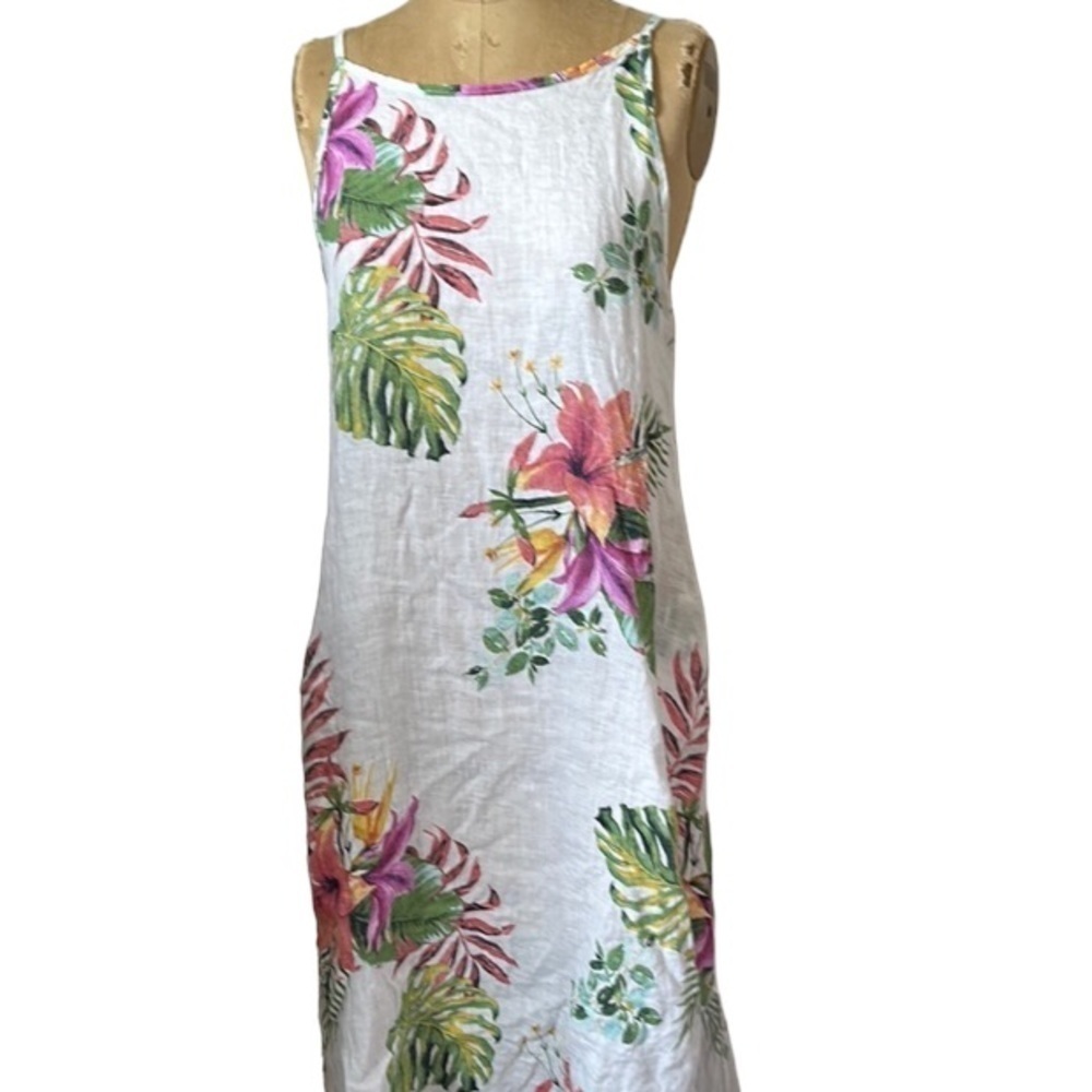 Lungo L'arno Floral Palm Linen Dress Womens nwt - Picture 1 of 11